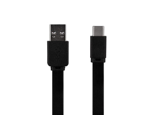 Monoprice 6 Feet Flat USB Type-C to Type-A 3.2 Gen1 Charge and Sync Cable - 5Gbps, 3 Amp, Reversible, Black