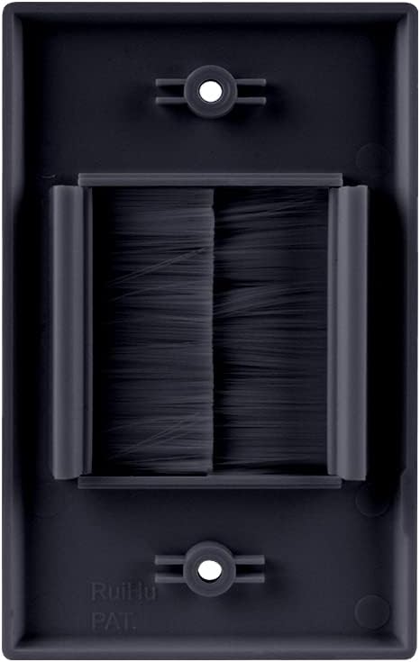 Construct Pro WideMouth Single-Gang D cor Brush Plate (Black Plate w/Black Brush)