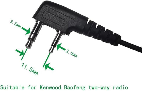 G Shape in-Ear Headphone Two Way Radio Earpiece with PTT, 2.5mm+3.5mm 2-Pin Walkie Talkie Headsets Single Wire Mic
