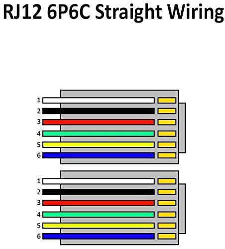 AmzDeals 4-Pack 4 inch Black RJ12 6P6C Male to Male Straight Wired Cable, Pro Grade, Made in USA