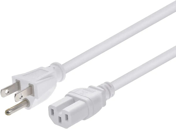 Monoprice Heavy Duty Power Cord | NEMA 5-15P to IEC 60320 C15, 14AWG, 8ft, 15A/1875W, 125V, White