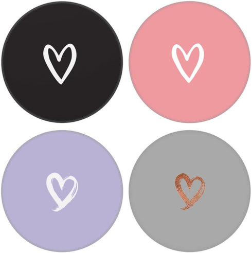 4 Pack Cell Phone Grip Holder for Smartphone, Finger Expanding Kickstand Stand - White, Rose Gold, Heart, Purple,