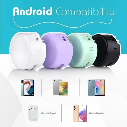 Retractable USB-C Cable, Portable Wall Charger & Fast Charge Power Bank - All in One for iPhone 15 & Samsung