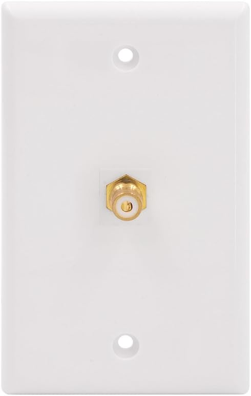 VCE RCA Wall Plate (UL Listed), 1-Port Keystone Wall Plate with Female to Female RCA Jack Insert, White