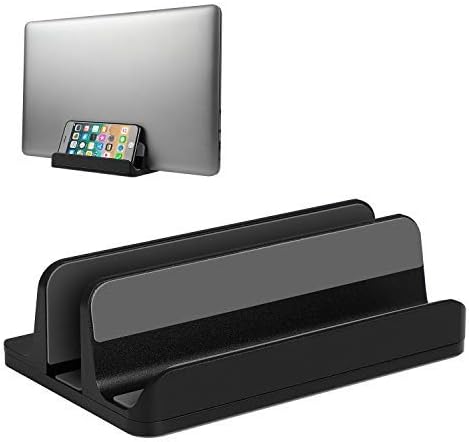JARLINK 2-in-1 Vertical Laptop Stand Holder, Aluminum Desk Organizer with Adjustable Dock for MacBook, HP, Dell