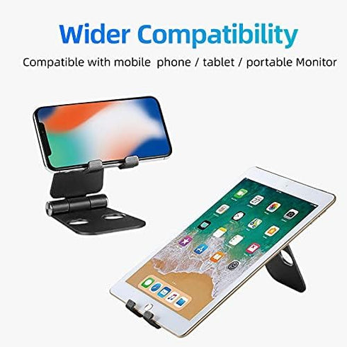 cocopar Adjustable Monitor Stand, Fully Foldable Aluminum Desk Mobile Phone Holder, Compatible for Smartphone, Portable