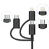 Apple MFI Certified 3-in-1 Cable, Lightning/Type C/Micro USB for iPhone, iPad, Samsung Galaxy, 3FT Black