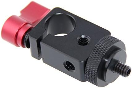 CAMVATE 15mm Single Rod Clamp with 1/4" Mount Screw Adapter (M5 Rotating Knob-Red) - 0866