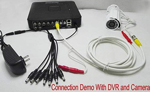Pre-Made All-in-One Siamese RG59 BNC Video and Power CCTV Cable, 1X6.6ft (White)