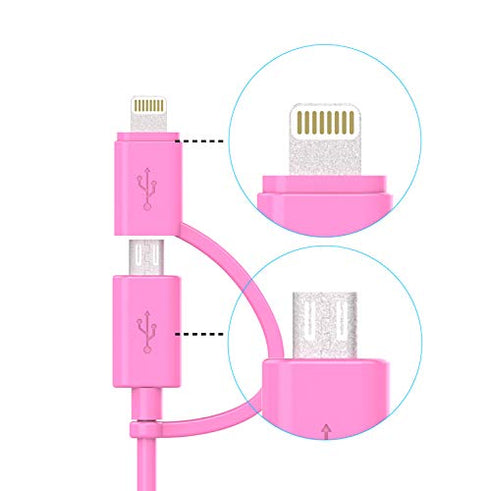 Apple MFi Certified 2 in 1 iPhone Charger Lightning Cable and Micro USB, Compatible with iPhone X, 8, 8 Plus, 7 Plus,