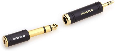 MOBOREST 3.5mm M to 6.35mm F Stereo Pure Copper Adapter, 1/8 Inch Plug Male to 1/4 Inch Jack Female Adapter