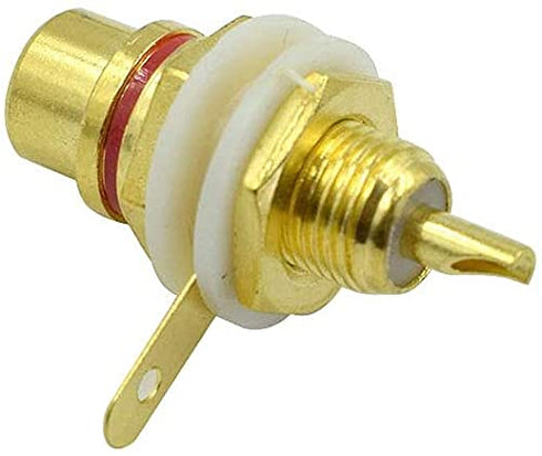 RCA Panel Mount Chassis Socket Plug Jack - Gold Plated Female Connector, Red Black (30 Pcs)