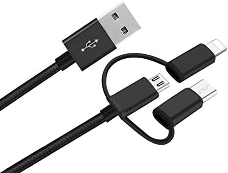 BoxWave Cable Compatible with Motorola Moto G6 Play - AllCharge 3-in-1 Cable for Motorola Moto G6 Play - Jet Black by BoxWave