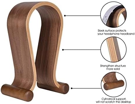 SAMDI Wood Headphone Stand Omega Compatible for Sony, Bose, Shure, Jabra, JBL, AKG Gaming Headphones (Walnut)