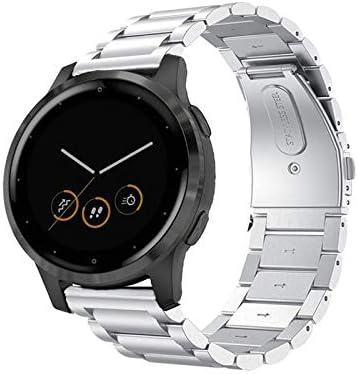 Compatible Garmin Vivoactive 4S Band, 18mm Silicone+Leather+Stainless Steel for Vivomove 3S, Fossil Gen 5E (3 Pack)