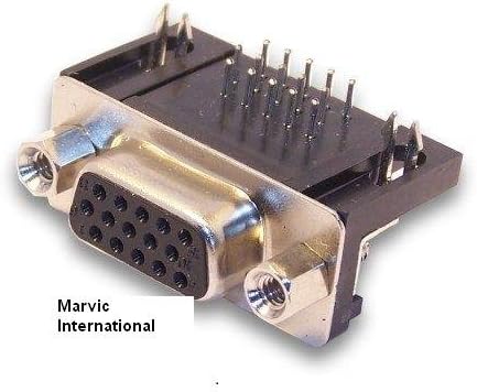 Pro D-Sub High Density DBHD15 Female Right Angle PCB Mount Connector, 10-Pack, 90 Degree D-Sub RHD15F - PC Accessories