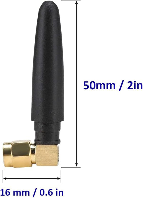 Probox AW050 Mini Dual Band WiFi Antenna (2-Pack), 2.4GHz 5GHz 5.8GHz MIMO RP-SMA Male Right Angle Connectors for WiFi