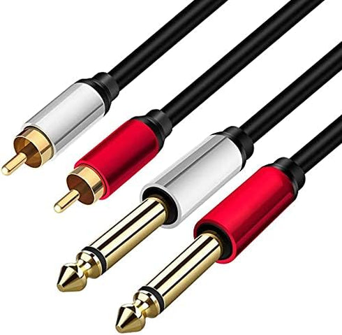 2 x 6.35 mm to 2RCA Cable - Dual 1/4 inch TS Stereo Jack Male to 2 RCA Male Stereo Audio Splitter Adapter (12ft/4m,