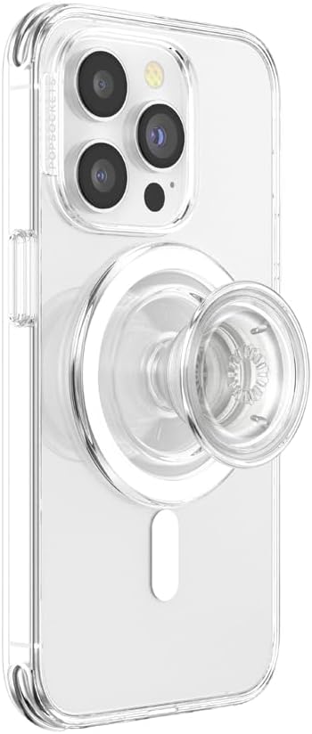PopSockets Phone Grip - Compatible with MagSafe, Includes Adapter Ring, Wireless Charging Compatible - Clear