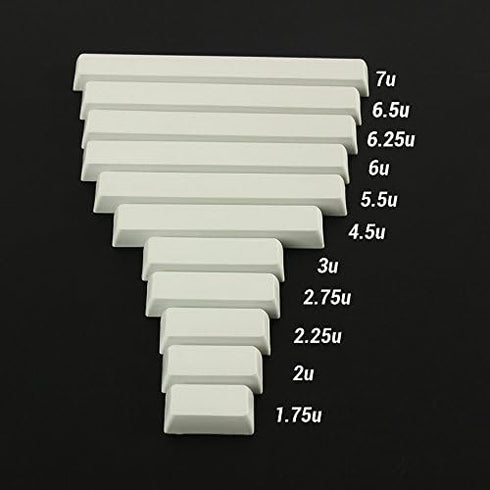 XDA Profile Convex Spacebar Light Grey, 1.75u 2u 2.25u 2.75u 3u 4.5u 5.5u 6.25u 6.5u 7u Blank Keycaps