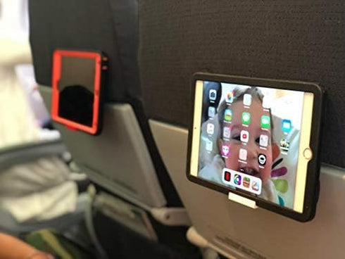 Airplane Cell Phone Back of Seat Inflight Tray Table Clip & Sturdy Phone Stand, Travel Must Have (Black 2 Pack)