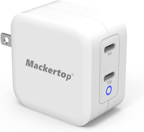 40W Dual-Port USB C Charger - Charge Two Devices Simultaneously, Compact and Safe for iPhone 14/13/12, iPad, Samsung