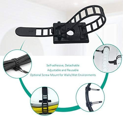 50 Pieces Cable Management Desk Wire Organizer, Zip Ties, Adhesive Cord Clips for Desk Wire Management