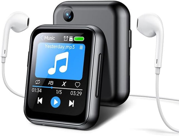 MP3 Player with 128GB TF Card, FHD 720P Digital Camera, Bluetooth 5.4 Lossless Sound Audio Player, 2" Touch Screen,