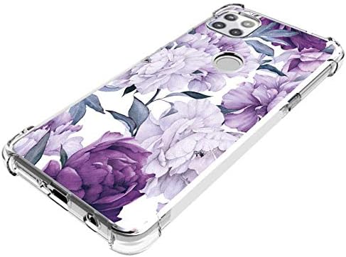 Moto One 5G Ace Case, Slim Flexible TPU for Girls Women, Shock Absorption Rubber Soft Silicone Cover (Purple Flower)