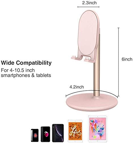 Bright Stone Adjustable Phone Stand for Desk - Compatible with 4"-12.9" Phones/Tablet/iPhone/iPad/Switch (Pink)