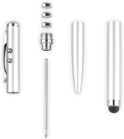 Metal Multi-Function Pen, Touch Screen Stylus, Flashlight with White Light, Infrared, Creative Christmas and Birthday Gifts (1 Silver)