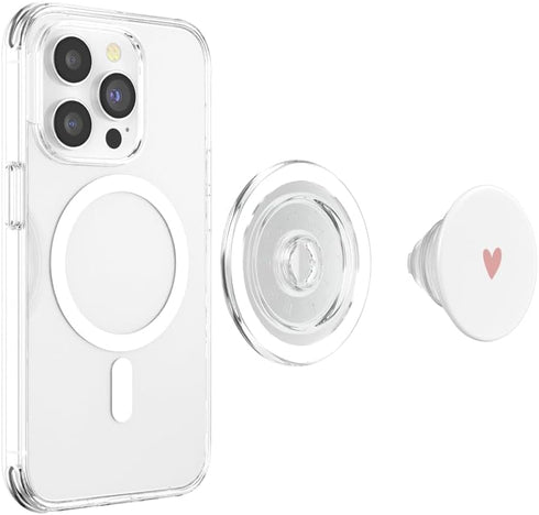 PopSockets MagSafe PopGrip for iPhone - Rose White Minimalist Heart