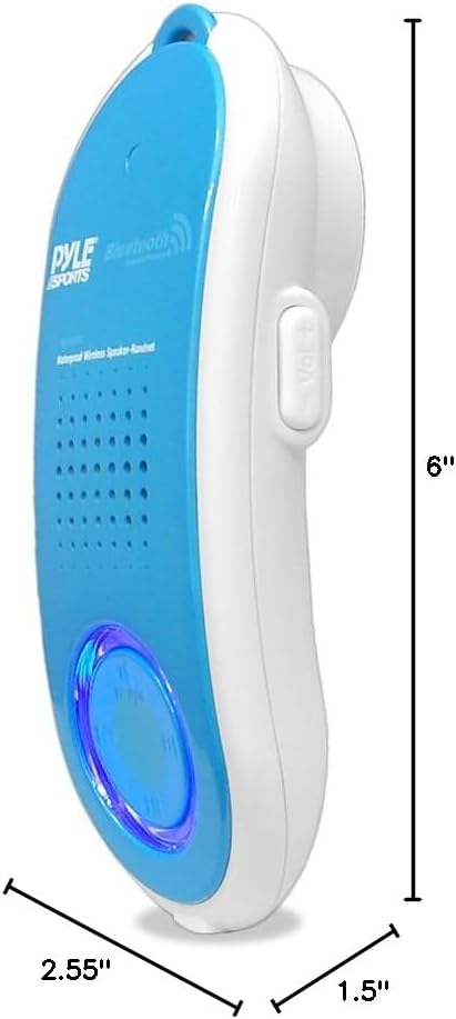 Pyle Portable Wireless Waterproof Handset Speaker - Bluetooth Shower Speaker, Rechargeable, Blue