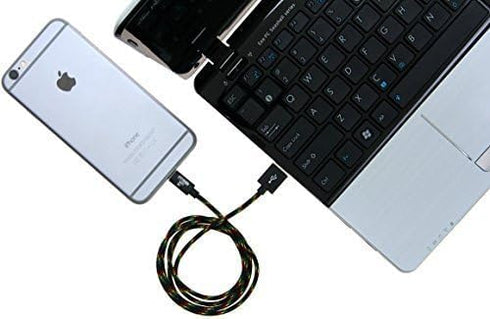 NRGPower Premium 3ft Nylon Braided USB Cable with Lightning Connector, MFi Certified for iPhone, iPad, Rasta