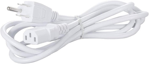 White Replacement Power Cord for Computer Monitor and TV.