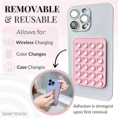 Removable and Reusable Suction Cup Phone Mount, Patent Pending (Pink-a-Licious)