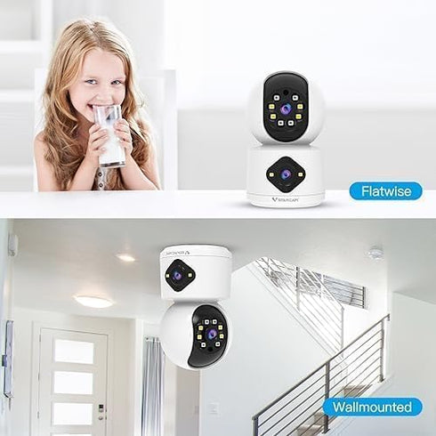 VSTARCAM 1080P Monitor,360 2-Way 005 Camera Dual-LensI, Pet Baby Security Camera Indoor with Siren & Spotlight, Motion