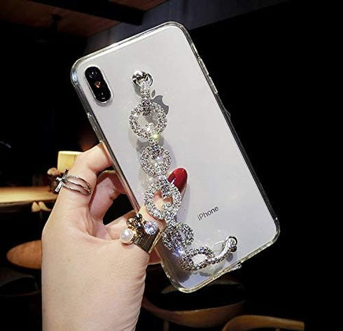 BONITEC Jesiya Clear Bracelet Case for iPhone Xs Max with 3D Glitter Sparkle Bling Strap