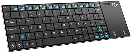 Rii K12+ Mini Wireless Keyboard with Touchpad Mouse, Stainless Steel Portable Wireless Keyboard with USB Receiver for