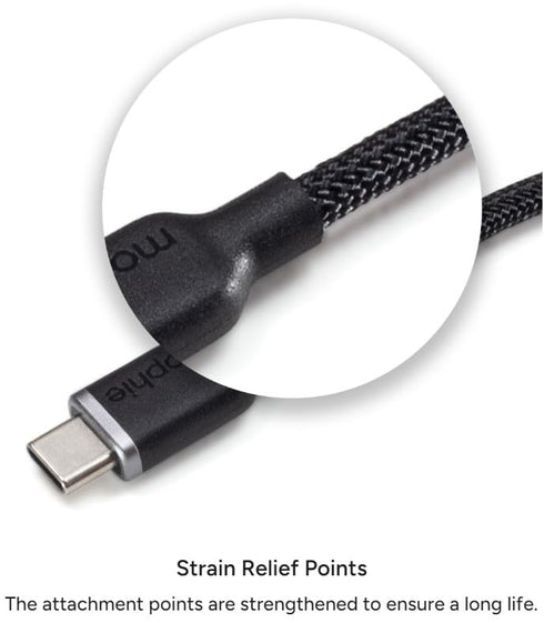 mophie Charge Stream USB-C to USB-C 3m/10ft Cable, 60W Power Delivery, Enduraflex Silicone, Ultra-Durable Braided Design