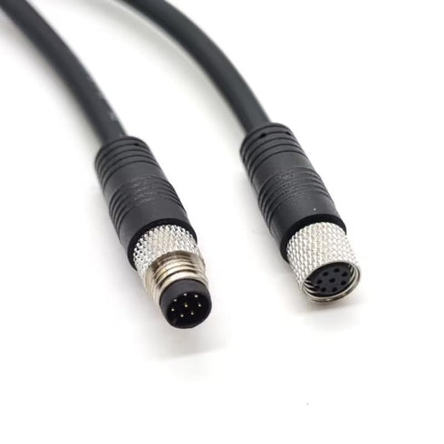 M8 8Pins Male to Female Connector Cable, A Code Straight Molding Aviation Sensor Electrical PVC Cable 1M