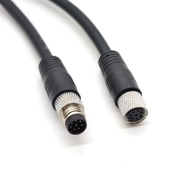 M8 8Pins Male to Female Connector Cable, A Code Straight Molding Aviation Sensor Electrical PVC Cable 1M