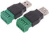 VizGiz 2 Pack USB 2.0 Plug Replacement - 5Pin Solderless Screw On Type USB Terminal Block Connector for LED Strip Lights
