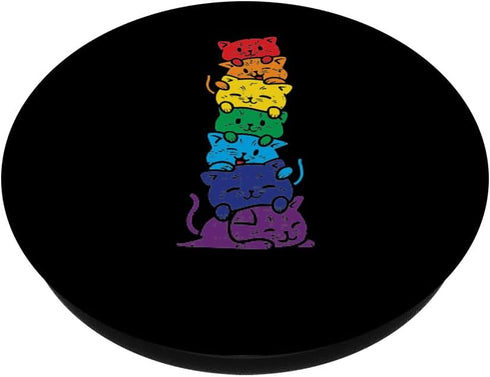 Cat Stack Rainbow Gay Pride Cute LGBT Animal Pet Lover Gift PopSockets Swappable PopGrip