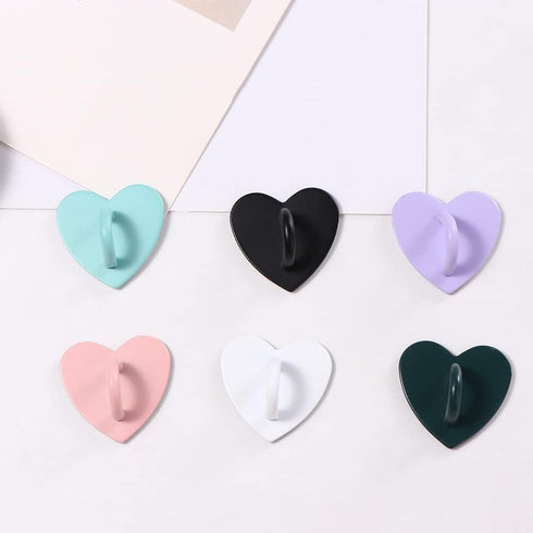 12PCS Cell Phone Finger Ring, Phone Clasps Hooks, Phone Finger Grip Heart Shaped Cell Phone Ring Holder, Adhesive Metal