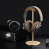 Headset Holder Stand, Wood and Aluminum Desktop Headphone Stand with Solid Heavy Base for All Headphone Sizes (Gold)