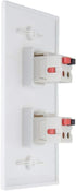 TENINYU 2 Port Speaker Jack Module Keystone Wall Plate for Home Theater - White (Single Gang, 2-Port)
