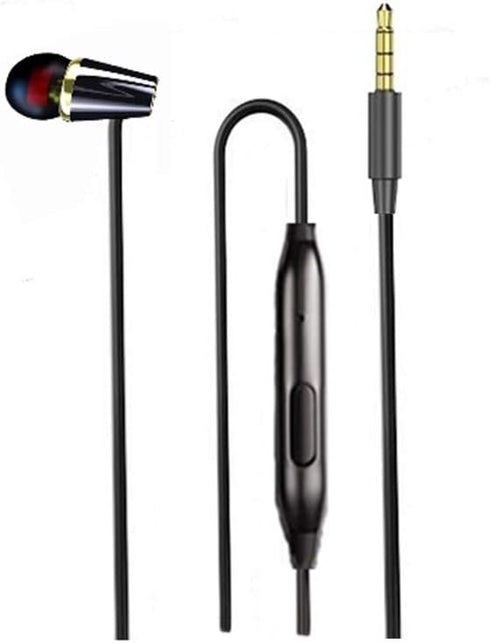 Single Earphone One Side Earplugs with Microphone, 3.5mm Plug Single Earbud Stereo Sound for Samsung, Radio