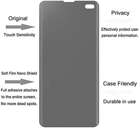 Galaxy S10 Plus Privacy Screen Protector, 2-Way Anti Spy Case Friendly Soft Film, Anti-Scratch Nano Shield