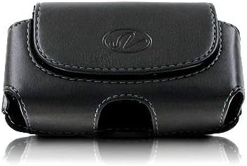 Premium Leather Large Size Pouch, Black, Protective Carrying Cell Phone Case with Belt Clip and Loops